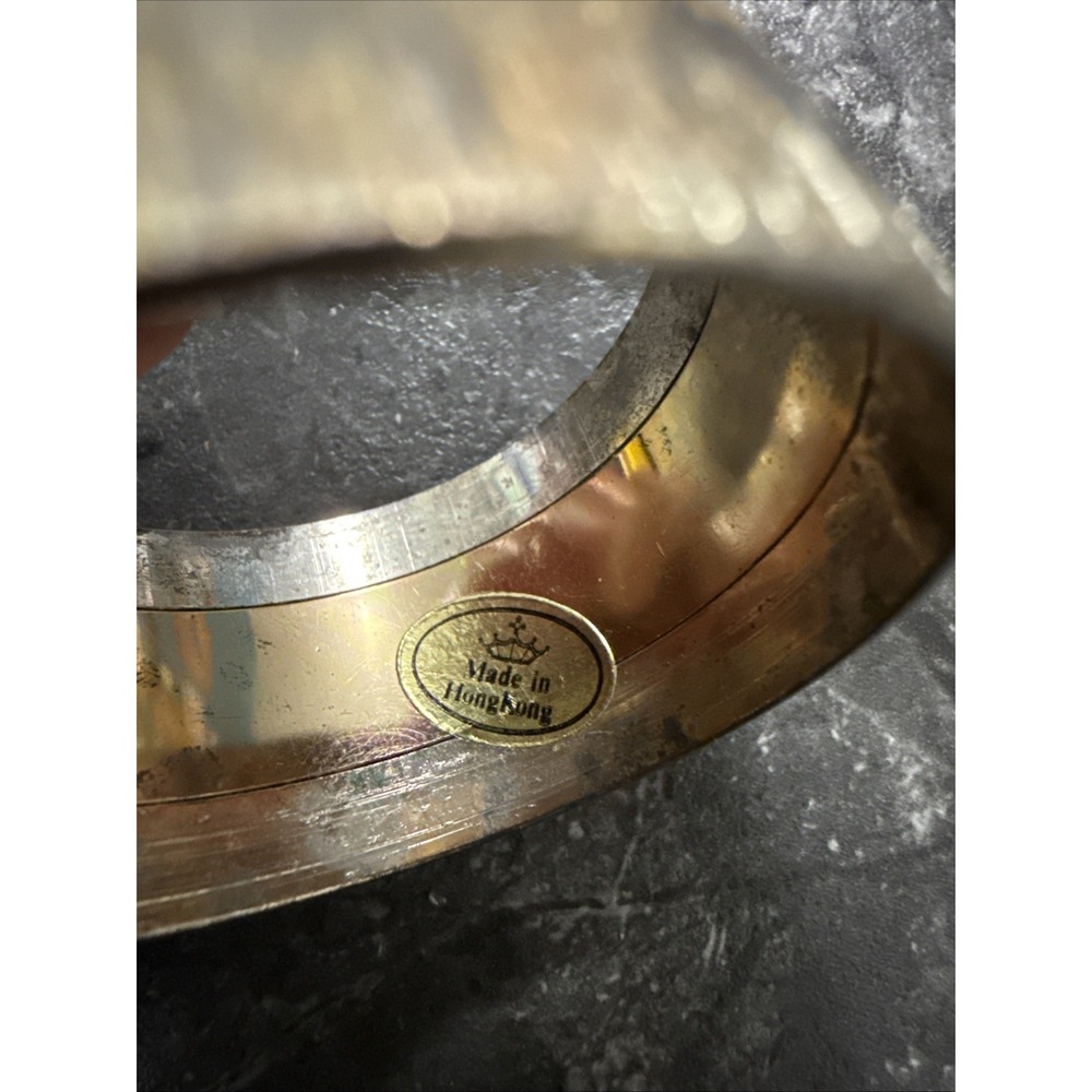 Wm A Rogers 12 Napkin Rings Round Silverplate Polished Brass Vintage Hong Kong - Picture 5 of 5